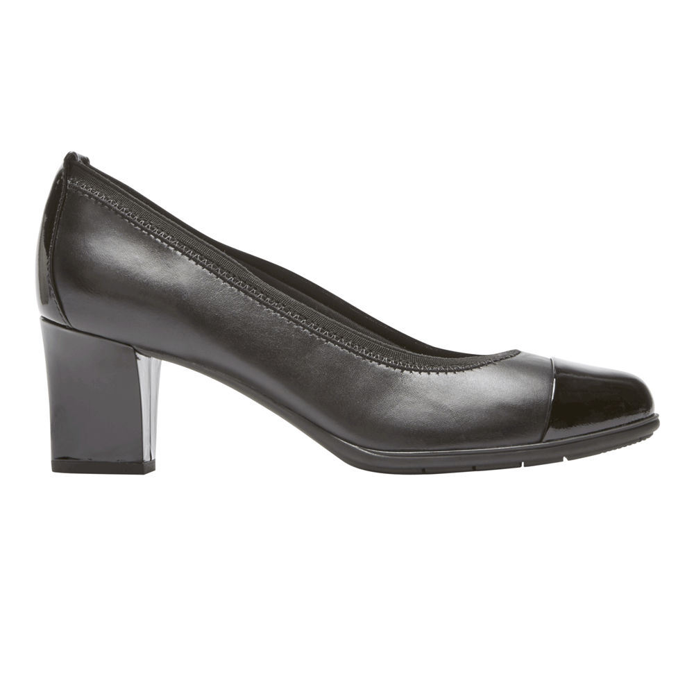 Pumps Rockport Mujer Mexico - Total Motion Esty Luxe Cap Toe Negros - MFUXB8302